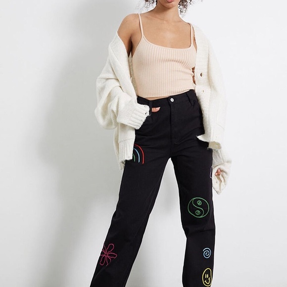 PacSun Denim - PacSun Black Colorful Stitch '90s Boyfriend Carpenter Pants 26
